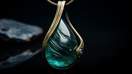 A beautiful Grandidierite pendant with exceptional clarity - obrazy, fototapety, plakaty