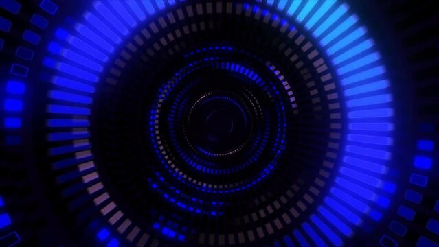 Abstract Endless flight in a futuristic blue corridor. 3D animation of a hyperspace tunnel. VJ Loop. 4K video. 3d render