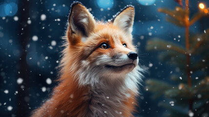 Fototapeta na wymiar red fox in snow