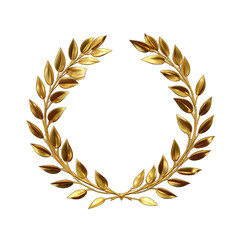 Winner's golden laurel wreath isolated on transparent and white background. PNG transparent