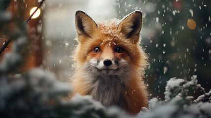 Fototapeta premium red fox in snow