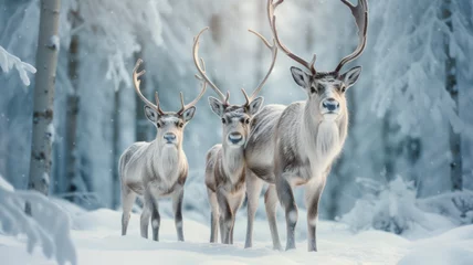 Fotobehang deer in snow © Kinga
