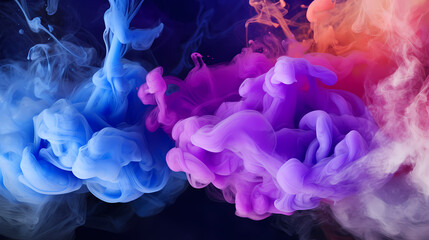  smoke cloud of colored powder images. AI - obrazy, fototapety, plakaty