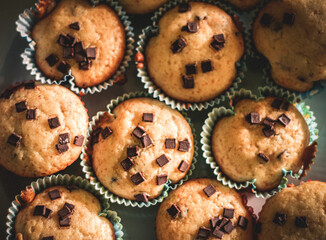 gluten free muffins with chocolate closeup