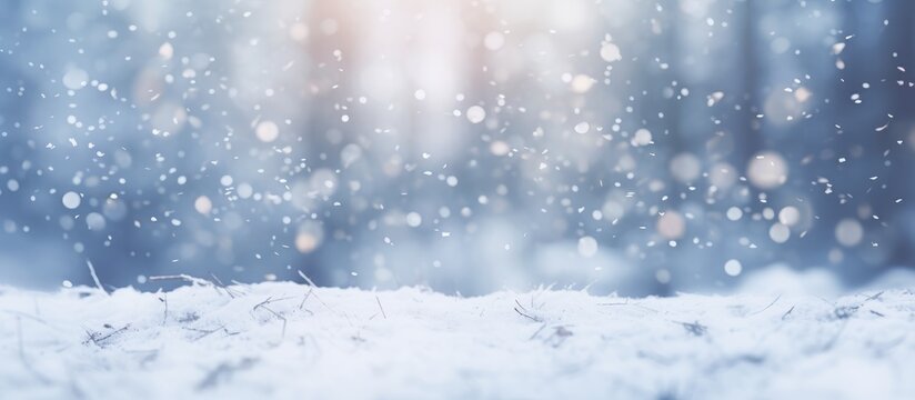 Winter background of snow and frost with free space for text