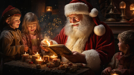 Obraz premium Santa Reading for Children