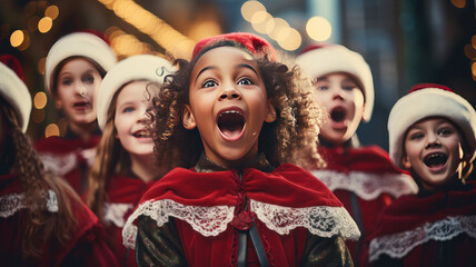 Children Singing Cristmas Songs at Christmas Market