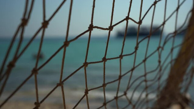 Fishing net against the background of the sea