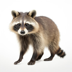 Cute racoon isolated on white background