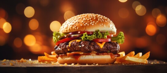 Delicious hamburger - obrazy, fototapety, plakaty