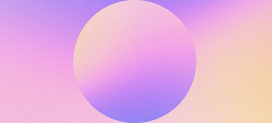 Grainy banner abstract gradient sphere circle purple pink yellow light geometric shape noise texture poster design