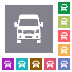 Van front view square flat icons