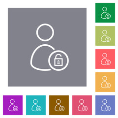 Unlock user outline square flat icons