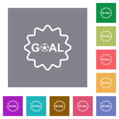 Goal sticker with rounded edges outline square flat icons