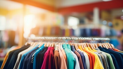 Blurred Background of a Bustling Charity Shop: Thrift Store Scene. Generative ai