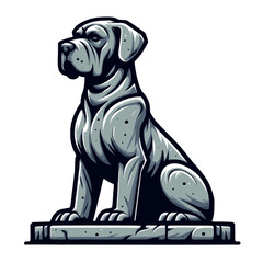 Great Dane Dog Stone Statue Vector Illustration
 - obrazy, fototapety, plakaty