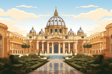 Illustration of a renowned building in Vatican City, a popular tourist destination. Generative AI - obrazy, fototapety, plakaty