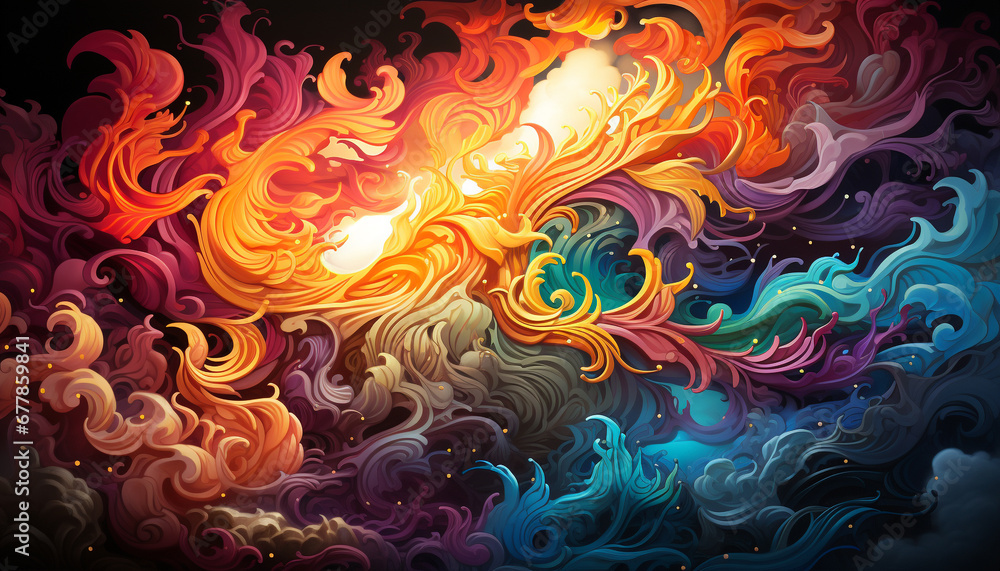 Poster abstract backdrop with flowing wave pattern, vibrant colors ignite imagination generated by ai