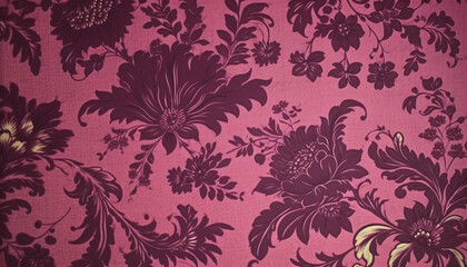 Fototapeta na wymiar Elegant floral wallpaper with ornate baroque style and silk material generated by AI