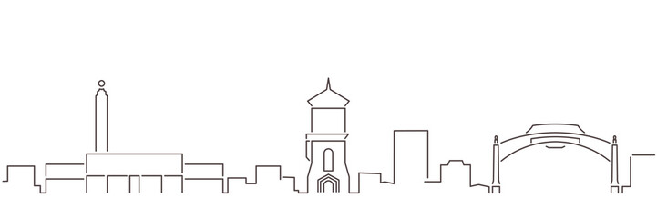 Fresno Dark Line Simple Minimalist Skyline With White Background