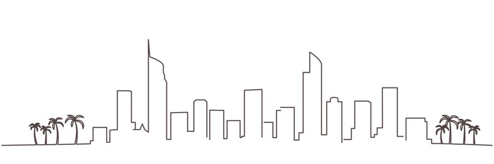 Gold Coast Dark Line Simple Minimalist Skyline With White Background