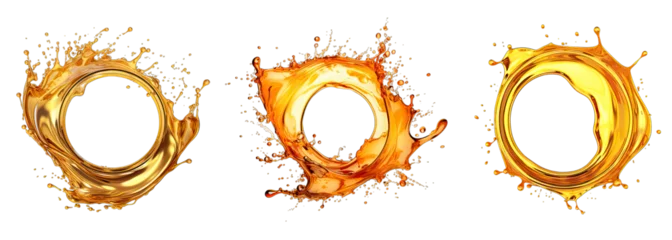 Fotobehang Engine oil splashes in a circular shape, isolated on a transparent  background.oil  Engine splash. © png-jpeg-vector