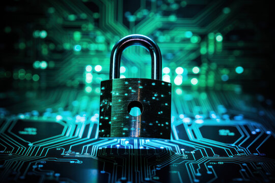 significance of secure financial transactions, a digital padlock is featured, symbolizing the safety of a payment gateway, alongside a seamlessly conducted online transaction