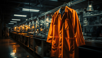 Obraz premium Men working in a dark factory, crafting metal with expertise generated by AI