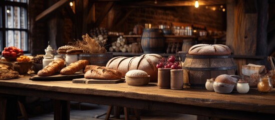 The rustic restaurant boasted a charming atmosphere with its wooden interior and a delightful array of freshly baked pastries and breads made from organic whole wheat flour and natural grain
