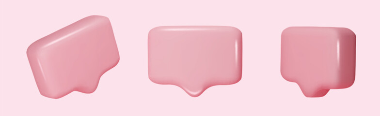 Collection 3d Chat dialogue text. Modern Realistic 3d design. The set is isolated. vector illustration