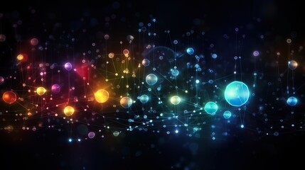 Obraz premium Big data abstract background. Technology network concept. Futuristic global database visualization. Neon multicolor effect.