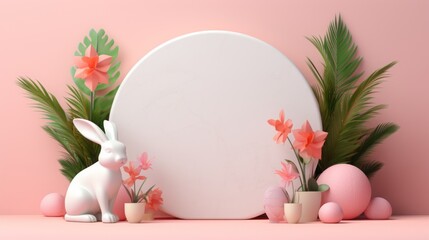 Easter podium background 3d product egg spring happy flower display scene sale gold. Background rabbit podium banner cosmetic greeting easter stage card poster platform grass nature mockup green day