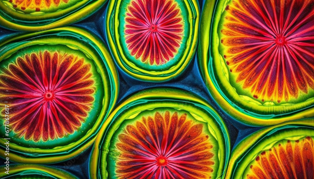Poster abstract fractal shapes in vibrant colors create futuristic wallpaper backdrop generated by ai