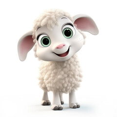 Cute Cartoon Lamb Isolated on a Transparent Background