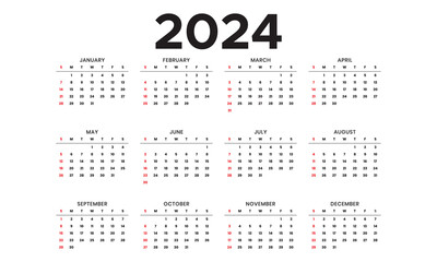 calendar for 2024, corporate design planner template, New year Calendar, Calendar 2024