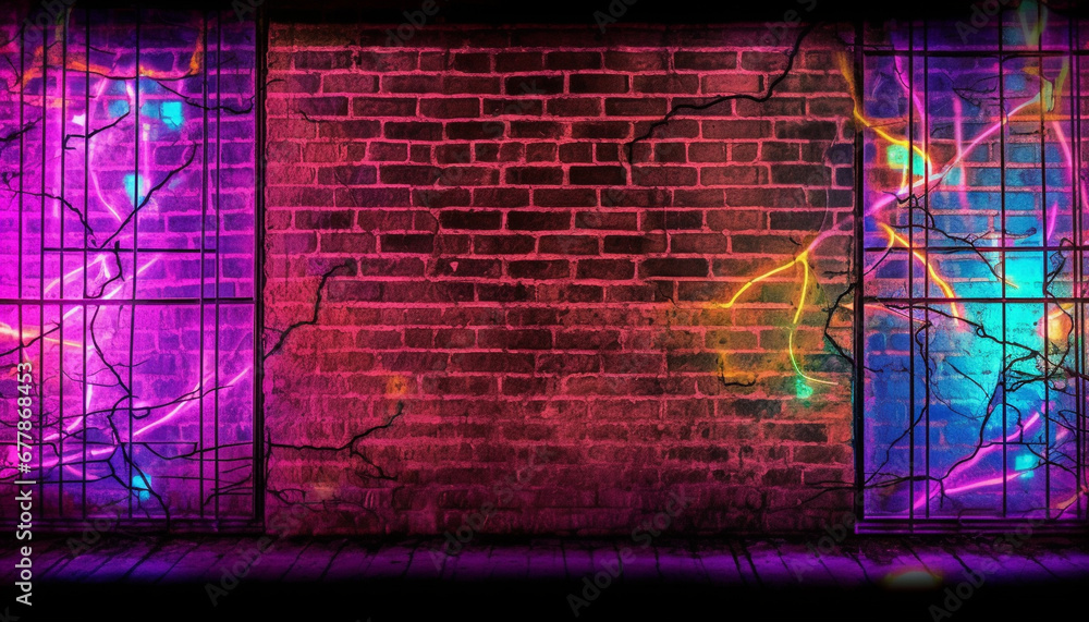 Poster glowing abstract backdrop illuminates modern building feature in vibrant colors generated by ai
