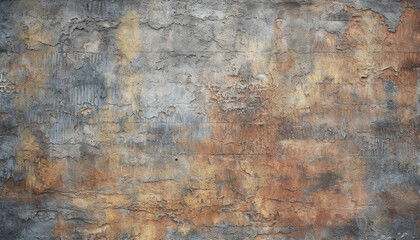 Rusty steel plate with grunge paint on old fashioned building feature generated by AI