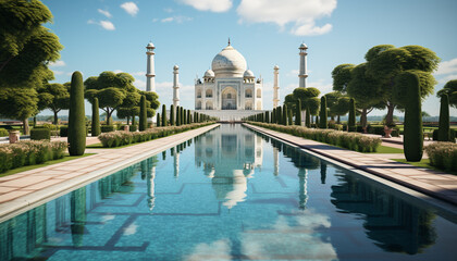 Naklejka premium Famous minaret reflects spirituality and ancient cultures in modern architecture generated by AI