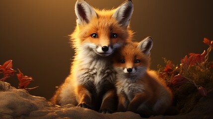 Posing with her baby kit is Mama Fox