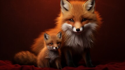 Posing with her baby kit is Mama Fox