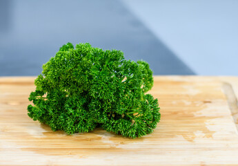 fresh parsley on table