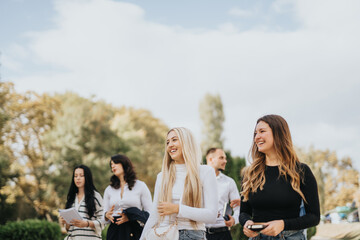 University students learn and share knowledge while discussing subject topics and solving tasks in...