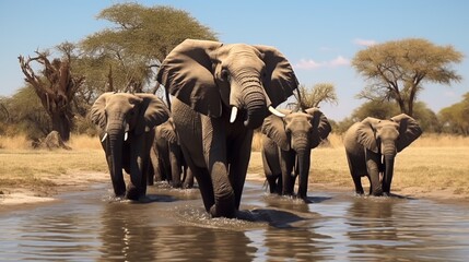 Elephants at the Khwai Private Reserve in Botswana