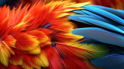 Feathers from a harlequin macaw