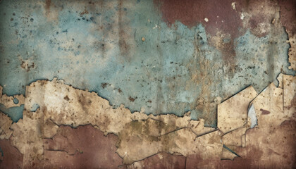 Rusty old metal plate with abstract grunge pattern and texture generated by AI