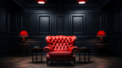 red chair in dark room