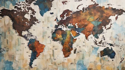 Deurstickers Education and Intelligence Collage with World Travel Theme, Light, World Map, Globe, © Konrad