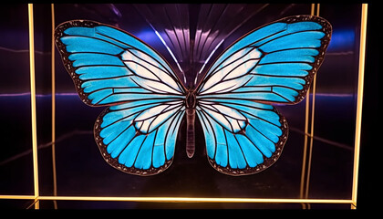 Majestic butterfly wing, glowing with vibrant colors and symmetry generated by AI