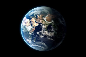 Naklejka na ściany i meble Image of the planet Earth as seen from a spaceship, captured using advanced technology. Generative AI