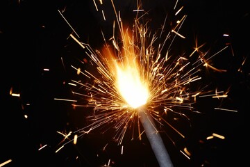 Closeup of a Sparkler with a dark background